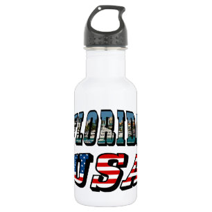 Florida-Staat und USA-Flaggentext Trinkflasche
