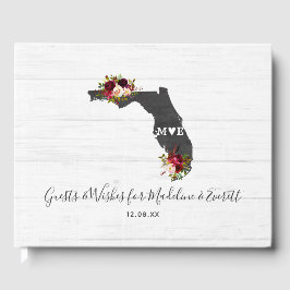 Florida Staat Zielort Rustikales Hochzeitmongramm Gästebuch