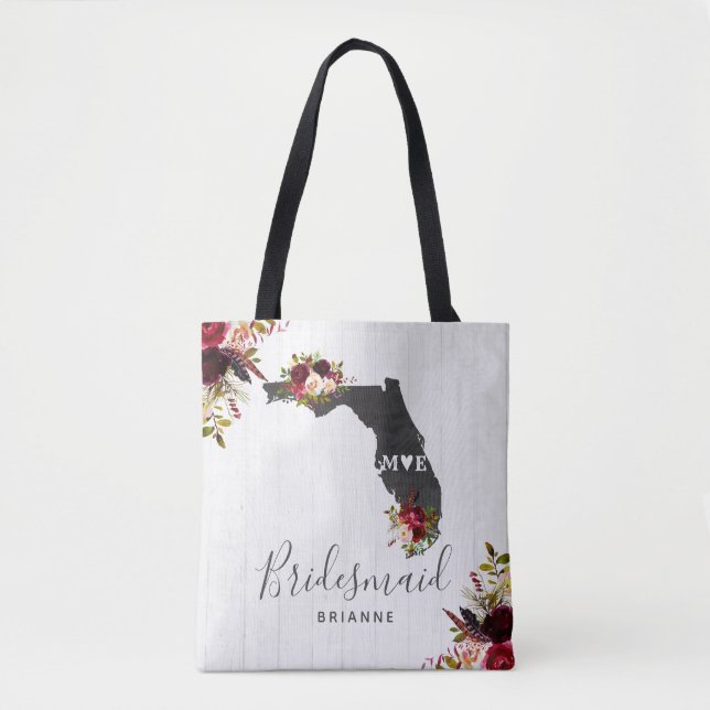 Florida Staat Zielort Rustikales Hochzeitmongramm Tasche (Vorderseite)