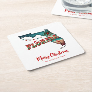 Florida Staaten Holiday Karte Rechteckiger Pappuntersetzer