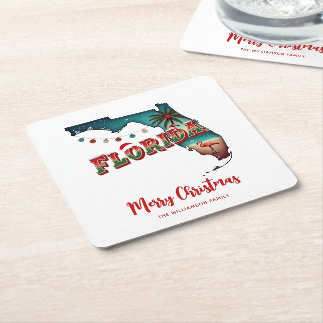 Florida Staaten Holiday Karte Rechteckiger Pappuntersetzer (angewinkelt)