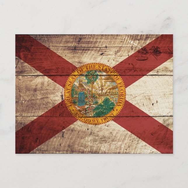 Florida Staatsflagge auf Altholzkorn Postkarte (Vorderseite)
