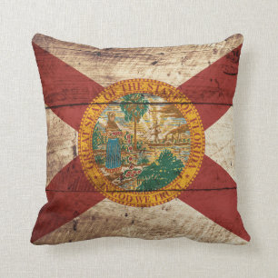 Florida Staatsflagge auf Altholzkörner Kissen