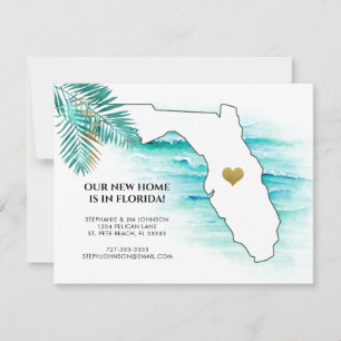 Florida Staatskarte Gold Herz Neue Heimat Ankündigung
