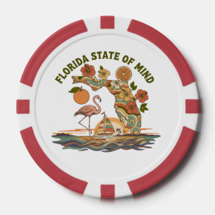 Florida State of Mind Retro Flamingo Segelboot Ges Pokerchips