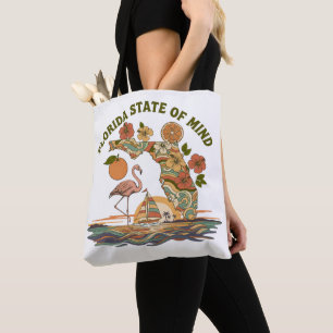 Florida State of Mind Retro Flamingo Segelboot Ges Tasche