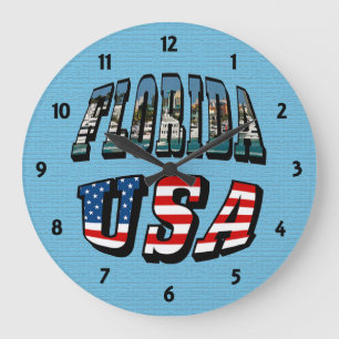 Florida State und USA-Flagge Text Große Wanduhr
