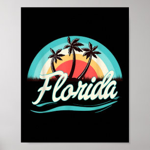 Florida-Strand Retro-Sommer-Strand-Palmenbaum-Vint Poster