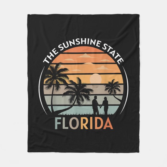 Florida Summer Beach Vintag Sunset Fleecedecke (Vorderseite)