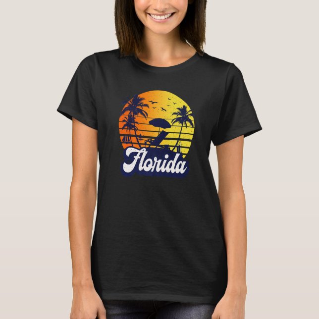 Florida Sunset Beach Retro Premium T-Shirt (Vorderseite)