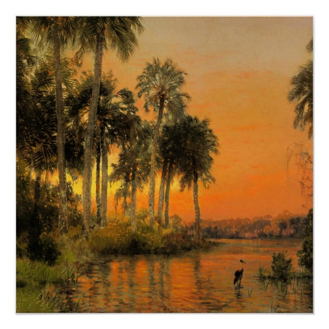 Florida Sunset, Gemälde von Herman Herzog Poster (Vorderseite)