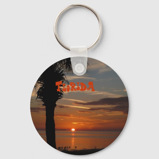 Florida Sunset mit Palm Tree Schlüsselanhänger (Vorderseite)