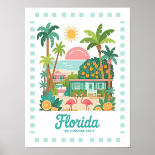 Florida Sunshine State USA Sommer Reise Poster