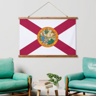Florida Tapestry, Florida Flag Wandteppich Mit Holzrahmen