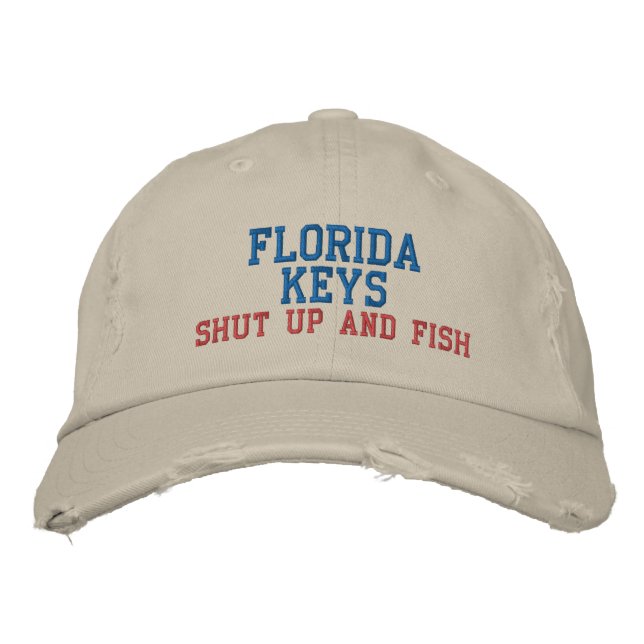 FLORIDA-TASTEN SCHUHEN AUF UND FISCHHEIZEN BESTICKTE BASEBALLKAPPE (Vorderseite)