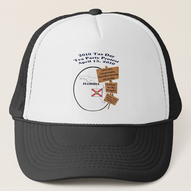Florida Tax Day Tea Party Protest Baseball Cap Truckerkappe (Vorderseite)