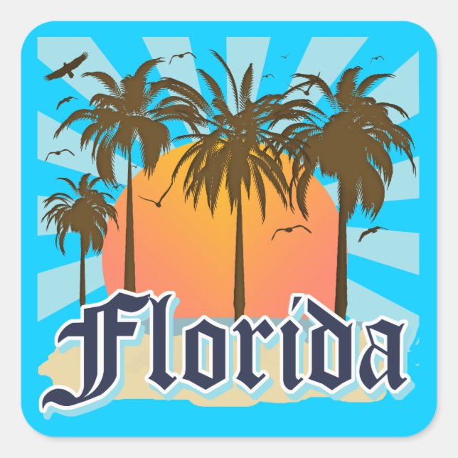 Florida The Sunshine Staat USA Quadratischer Aufkleber (Vorderseite)