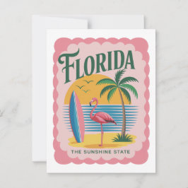 Florida The Sunshine State Retro Flamingo Beach Postkarte