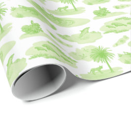 Florida Toile (Lime Green) Wrapping Paper Geschenkpapier