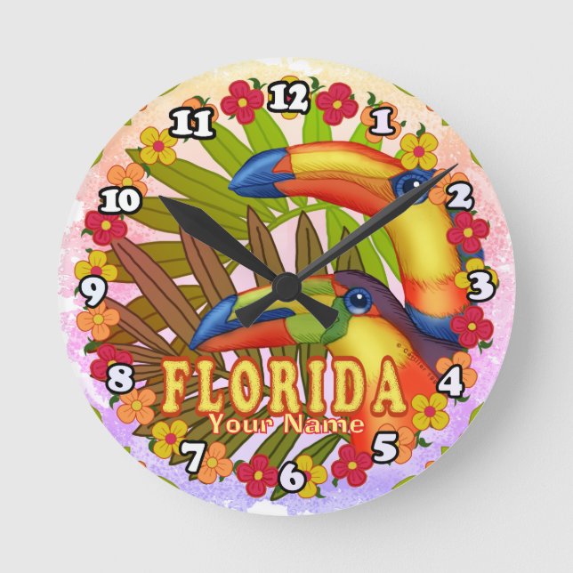 Florida Toucans Runde Wanduhr (Vorderseite)