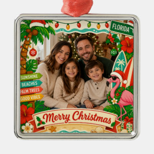 Florida-Tropisches Weihnachtsfamilienfoto Ornament Aus Metall
