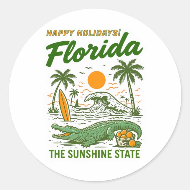 Florida Urlaubsgrüße Runder Aufkleber (Vorderseite)