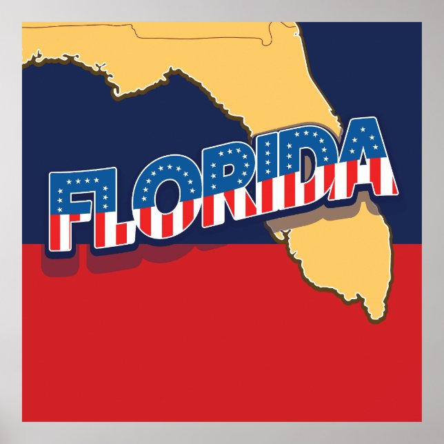 Florida-US Flagge-Karte Poster (Vorne)