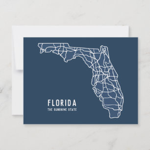 Florida US Staat Road Map - Sunshine Staat Map Postkarte