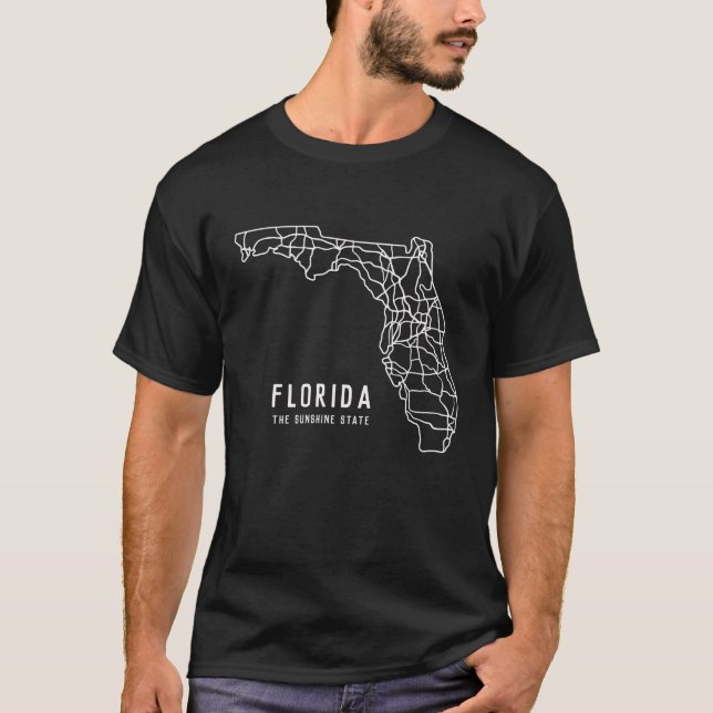 Florida US Staat Road Map - Sunshine Staat Map T-Shirt (Vorderseite)