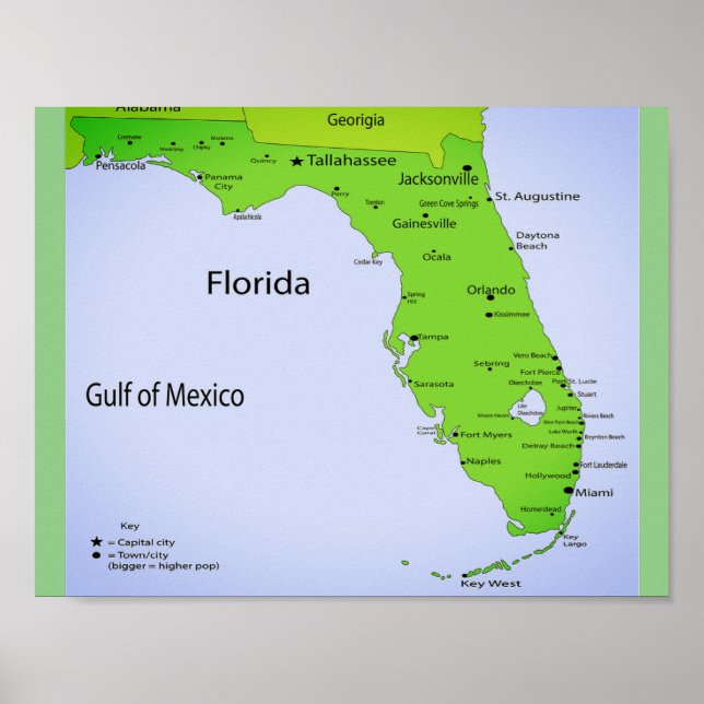 Florida USA Karte Poster (Vorne)