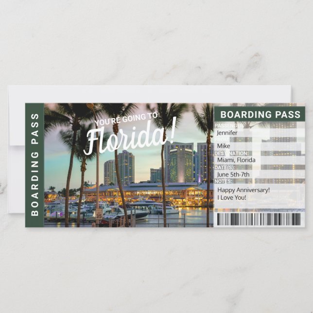 Florida Vacation Travel Gift Ticket (Vorderseite)