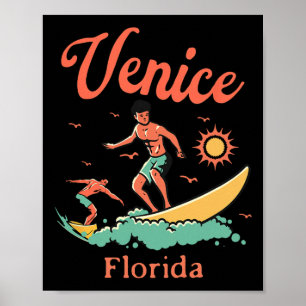 Florida Venice Fl Surfer Surfen Strand Angeln Pier Poster