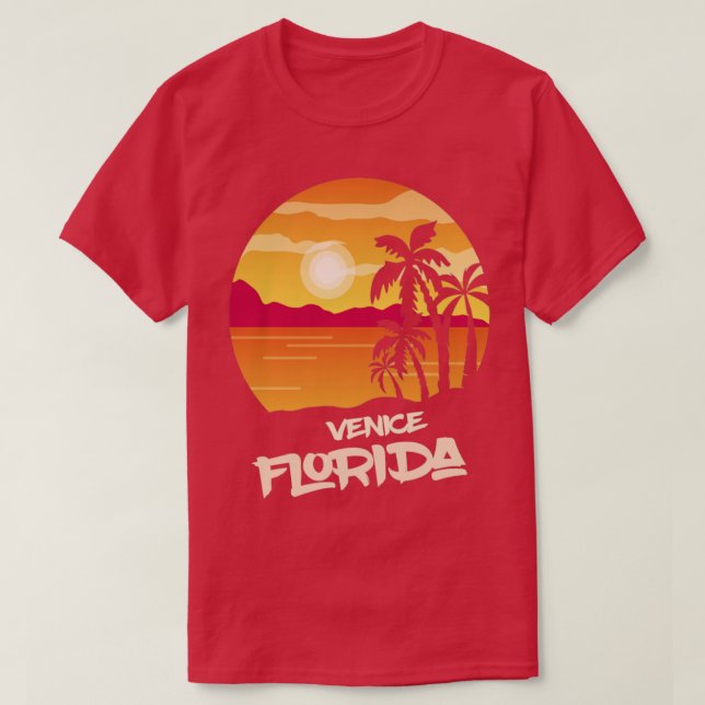 Florida Venice Vacation Palmen Ozeansurfen T-Shirt (Design vorne)