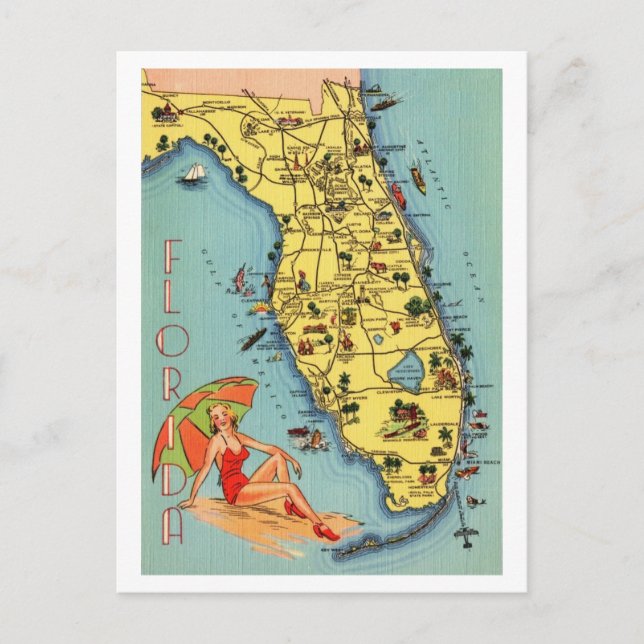 Florida Vintag Fun Postkarte (Vorderseite)