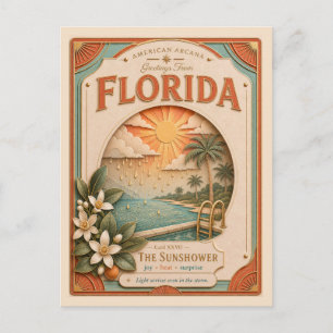 Florida Vintage Paper Cut American Arcana Postkarte
