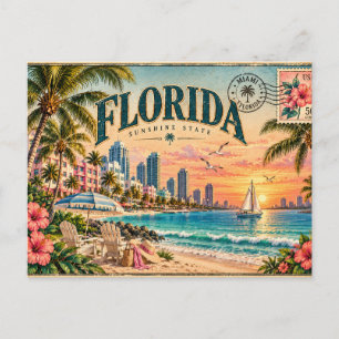 Florida Vintage Reise Kunst Postkarte