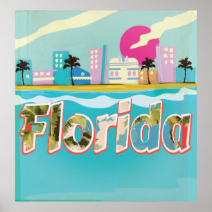 Florida Vintager Urlaub Poster