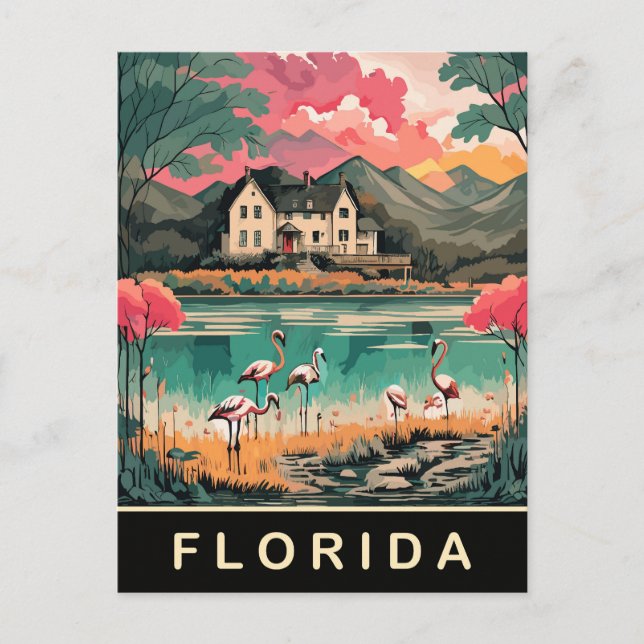 Florida, Vögel an der Küste, Wasserfarbenreise Postkarte (Vorderseite)