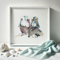 Florida Watercolor Pelican Art