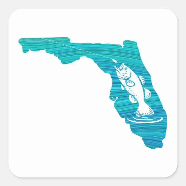 Florida Wave Fishing Quadratischer Aufkleber (Vorderseite)