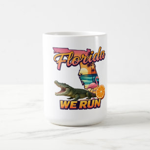 Florida We Run Sonnenuntergang Alligator Flamingo Kaffeetasse