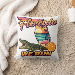 Florida We Run Sonnenuntergang Alligator Flamingo Kissen
