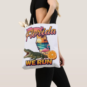 Florida We Run Sonnenuntergang Alligator Flamingo  Tasche