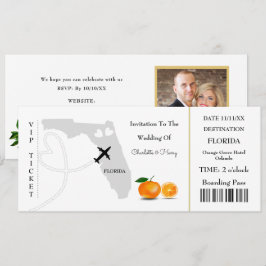 Florida Wedding Destination Ticket Boarding Pass Einladung