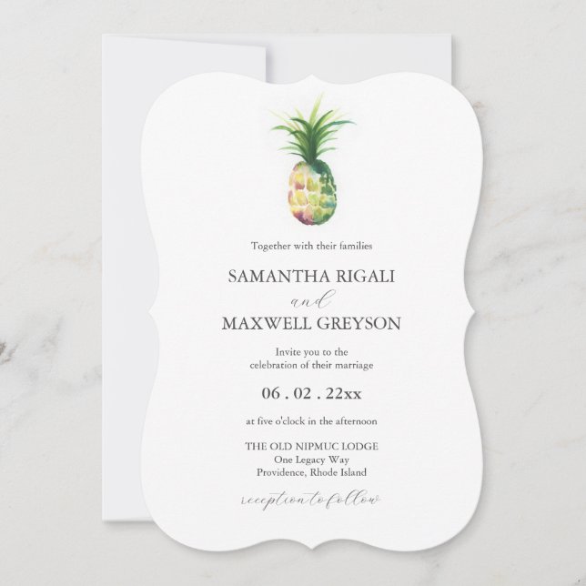 Florida Wedding Invitations Aquarelle Ananas (Devant)