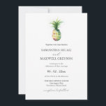 Florida Wedding Invitations Watercolor Pineapple Einladung<br><div class="desc">A simple yet botanical choice to announce your wedding. These Florida wedding invitations features a minimalistic watercolor pineapple with your details in charcoal grey over a crisp white background. The card reverses to a complimentary sage green color. Use the template fields to customize with your names and wedding date. Order...</div>