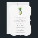 Florida Wedding Invitations Watercolor Pineapple Einladung<br><div class="desc">A simple yet botanical choice to announce your wedding. These Florida wedding invitations features a minimalistic watercolor pineapple with your details in charcoal grey over a crisp white background. The card reverses to a complimentary sage green color. Use the template fields to customize with your names and wedding date. Order...</div>