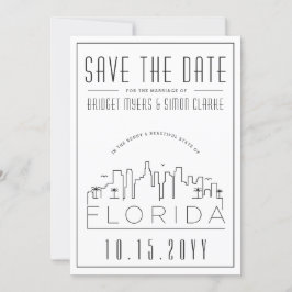 Florida Wedding | Stilisierte Skyline Save the Dat Einladung