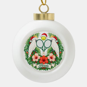 Florida Weihnachten Tropical Tennis Keramik Kugel-Ornament