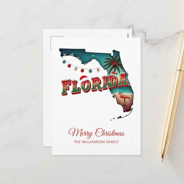 Florida Weihnachts-Staat Karte Beschreibung Holida (Vorderseite/Rückseite Beispiel)